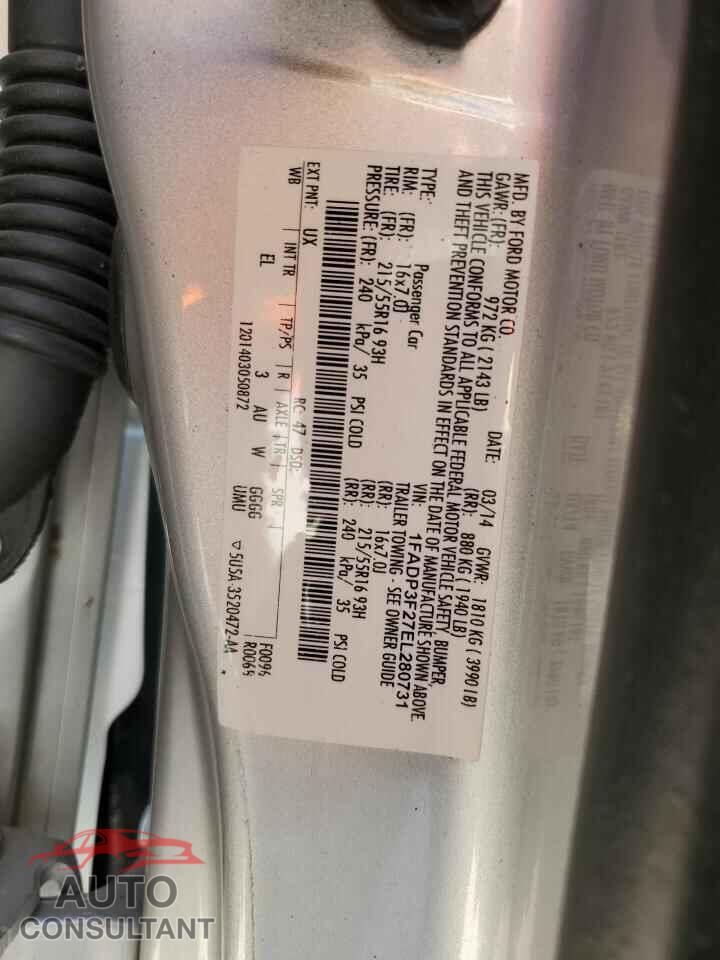 FORD FOCUS 2014 - 1FADP3F27EL280731