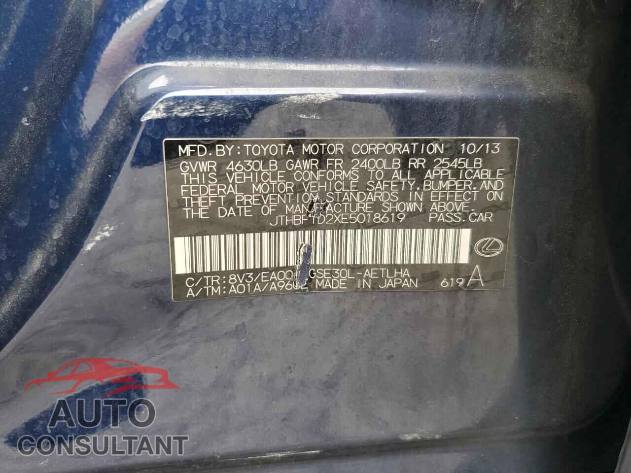 LEXUS IS 2014 - JTHBF1D2XE5018619