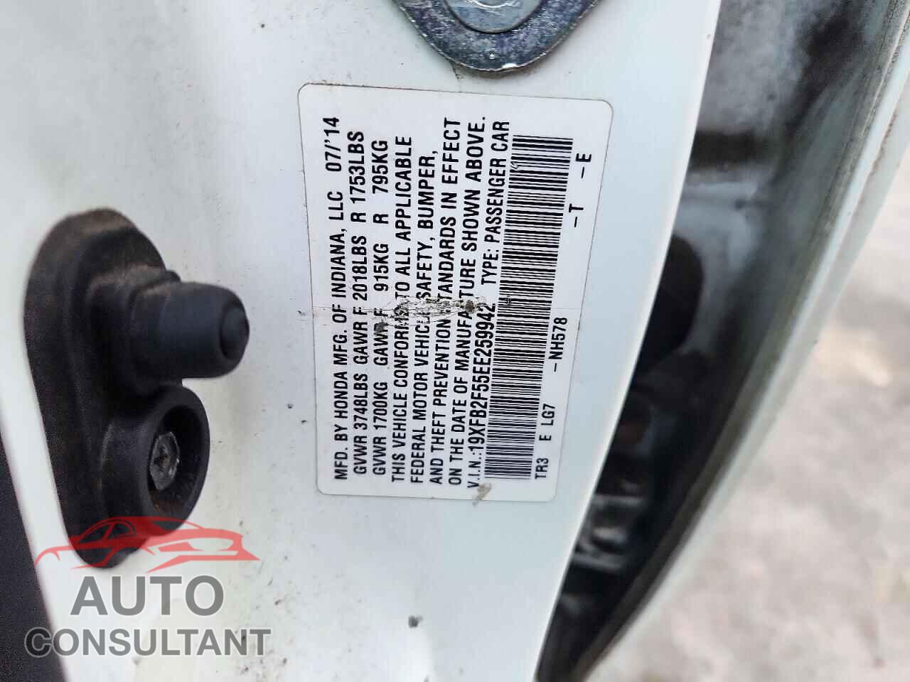 HONDA CIVIC 2014 - 19XFB2F55EE259942
