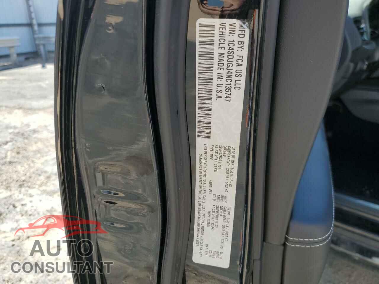 DODGE DURANGO 2022 - 1C4SDJGJ4NC135747