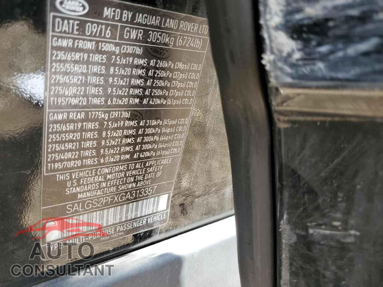 LAND ROVER RANGEROVER 2016 - SALGS2PFXGA313357
