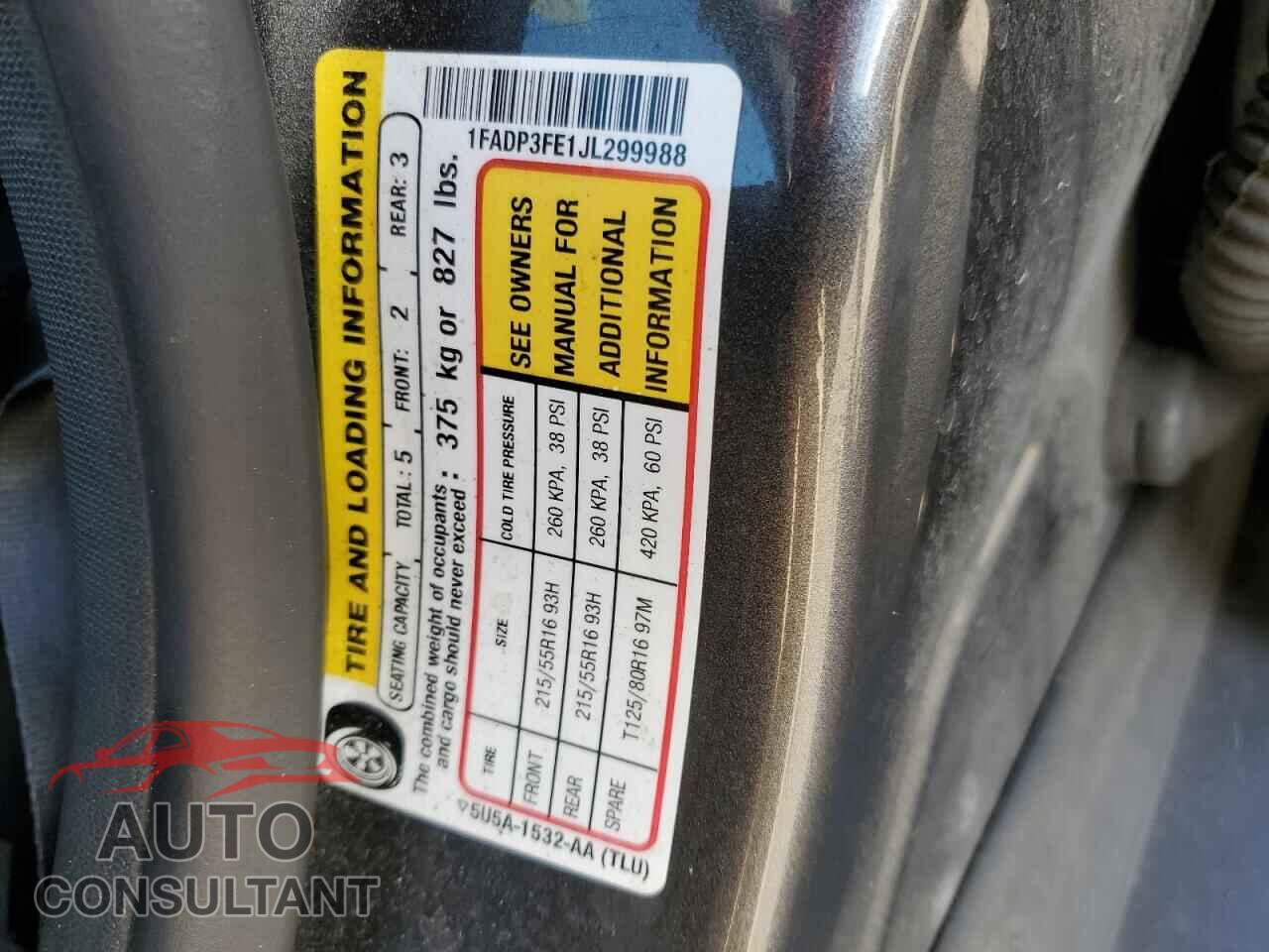 FORD FOCUS 2018 - 1FADP3FE1JL299988