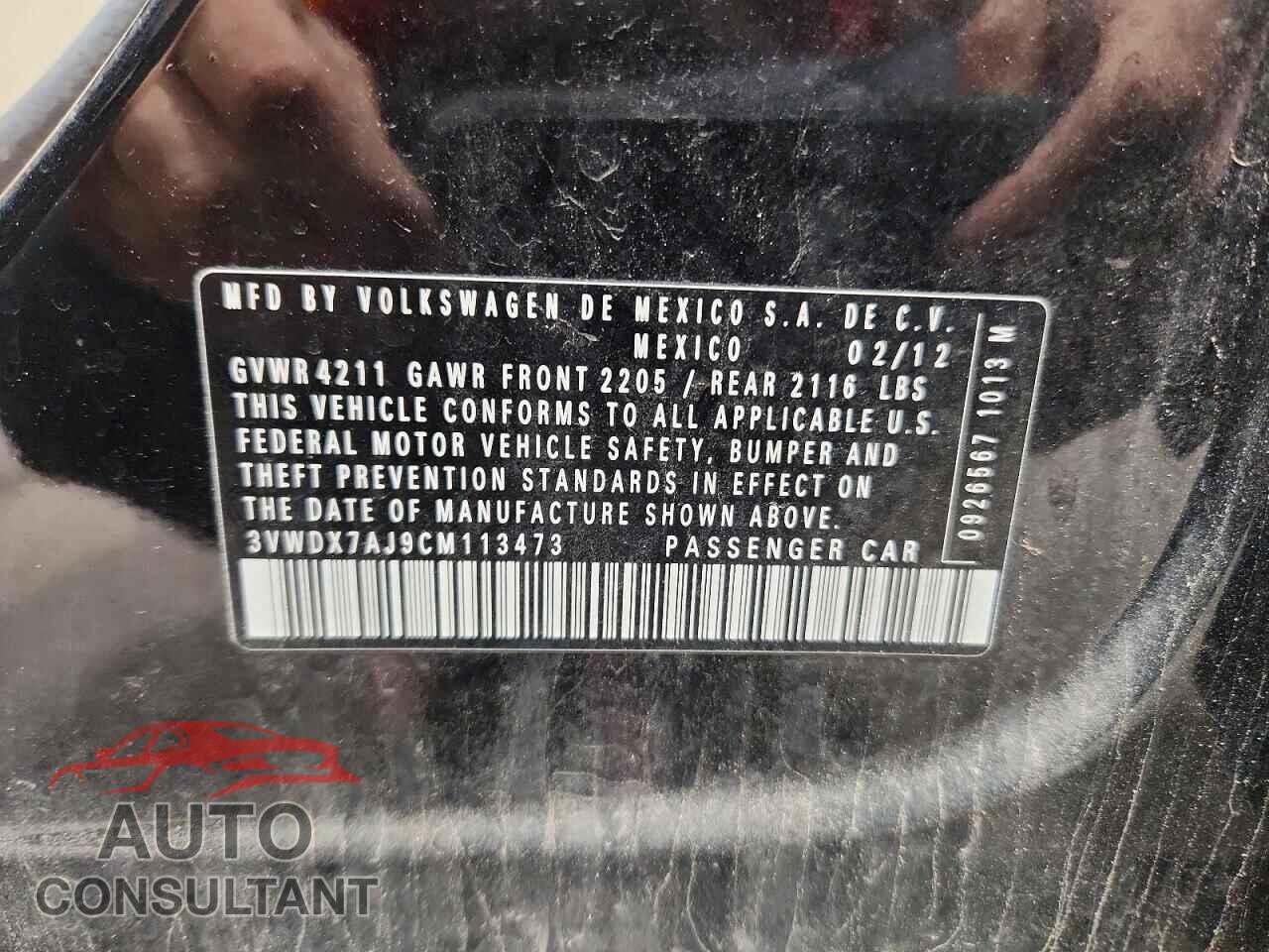 VOLKSWAGEN JETTA 2012 - 3VWDX7AJ9CM113473