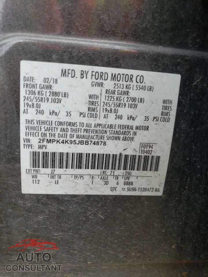 FORD EDGE 2018 - 2FMPK4K95JBB74878