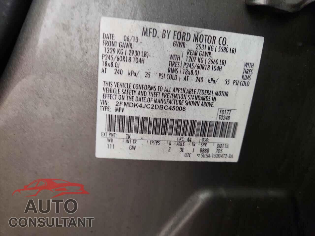 FORD EDGE 2013 - 2FMDK4JC2DBC45006