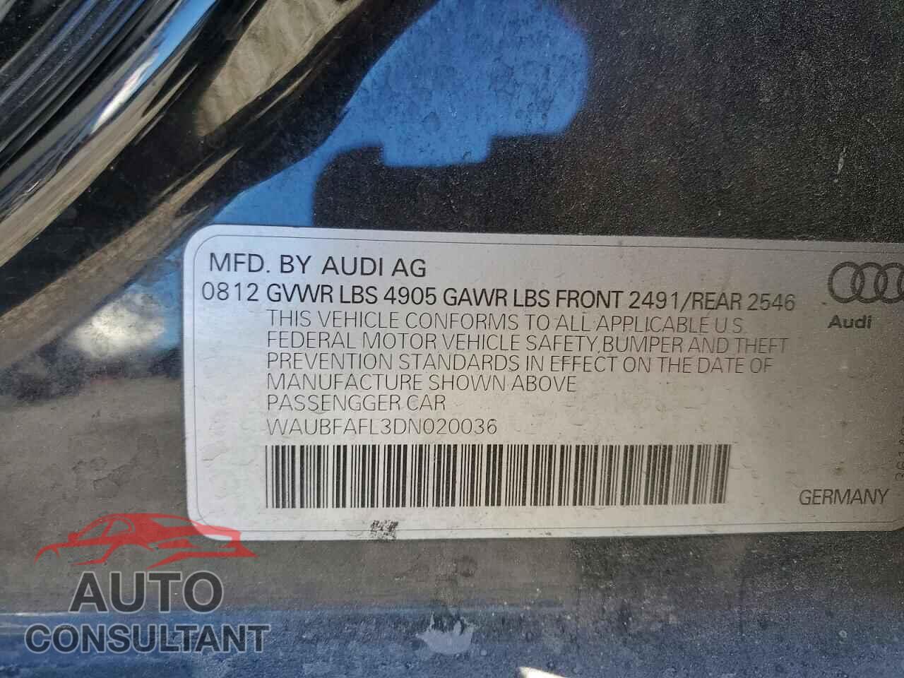 AUDI A4 2013 - WAUBFAFL3DN020036