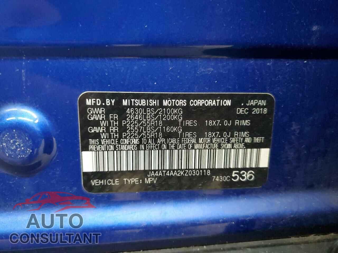 MITSUBISHI ECLIPSE 2019 - JA4AT4AA2KZ030118
