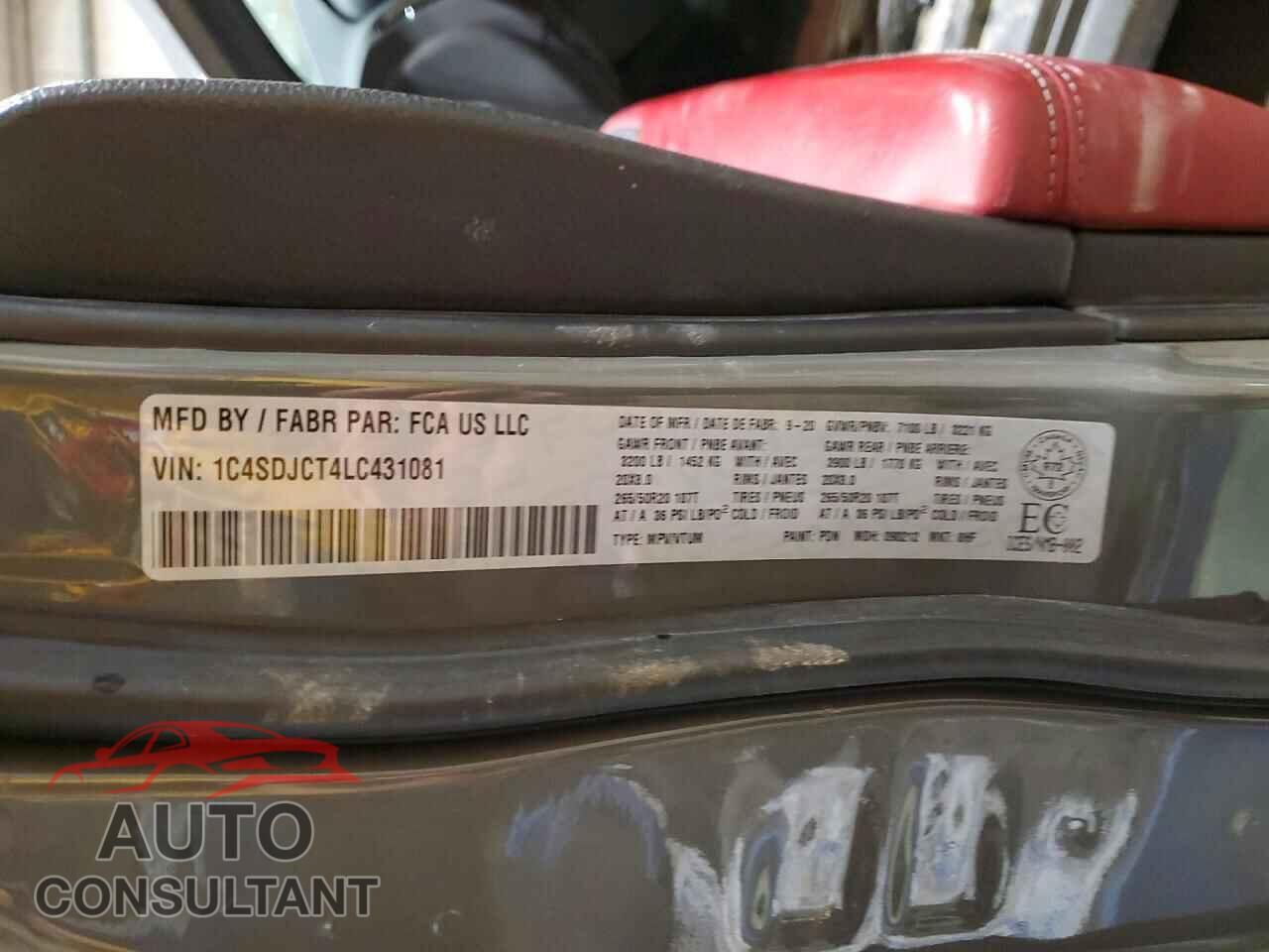 DODGE DURANGO 2020 - 1C4SDJCT4LC431081