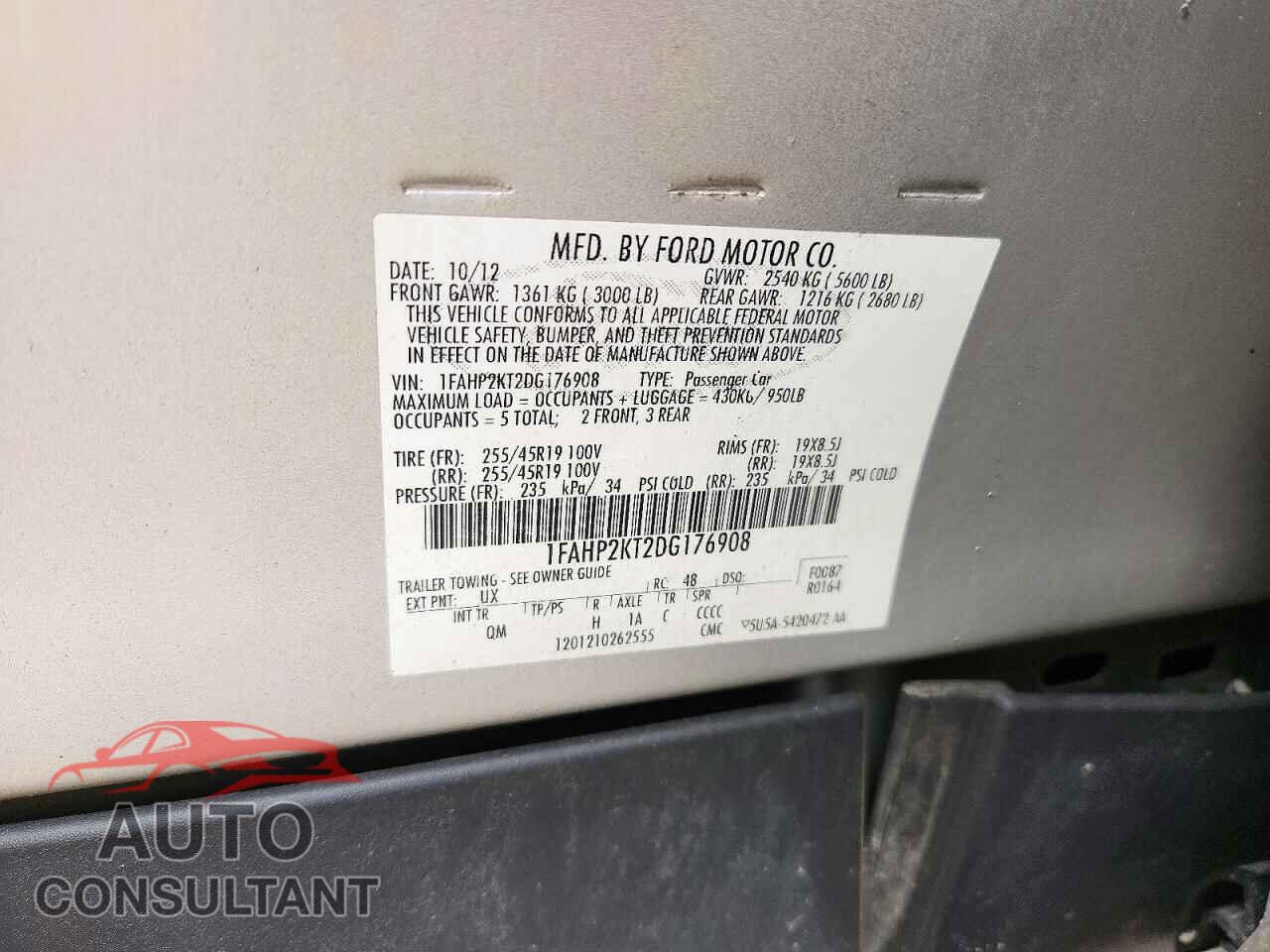 FORD TAURUS 2013 - 1FAHP2KT2DG176908