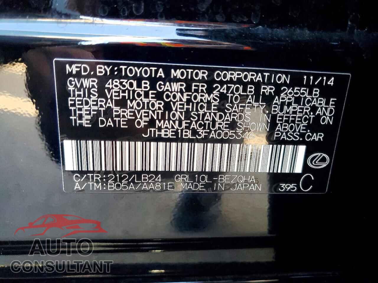LEXUS GS350 2015 - JTHBE1BL3FA005346