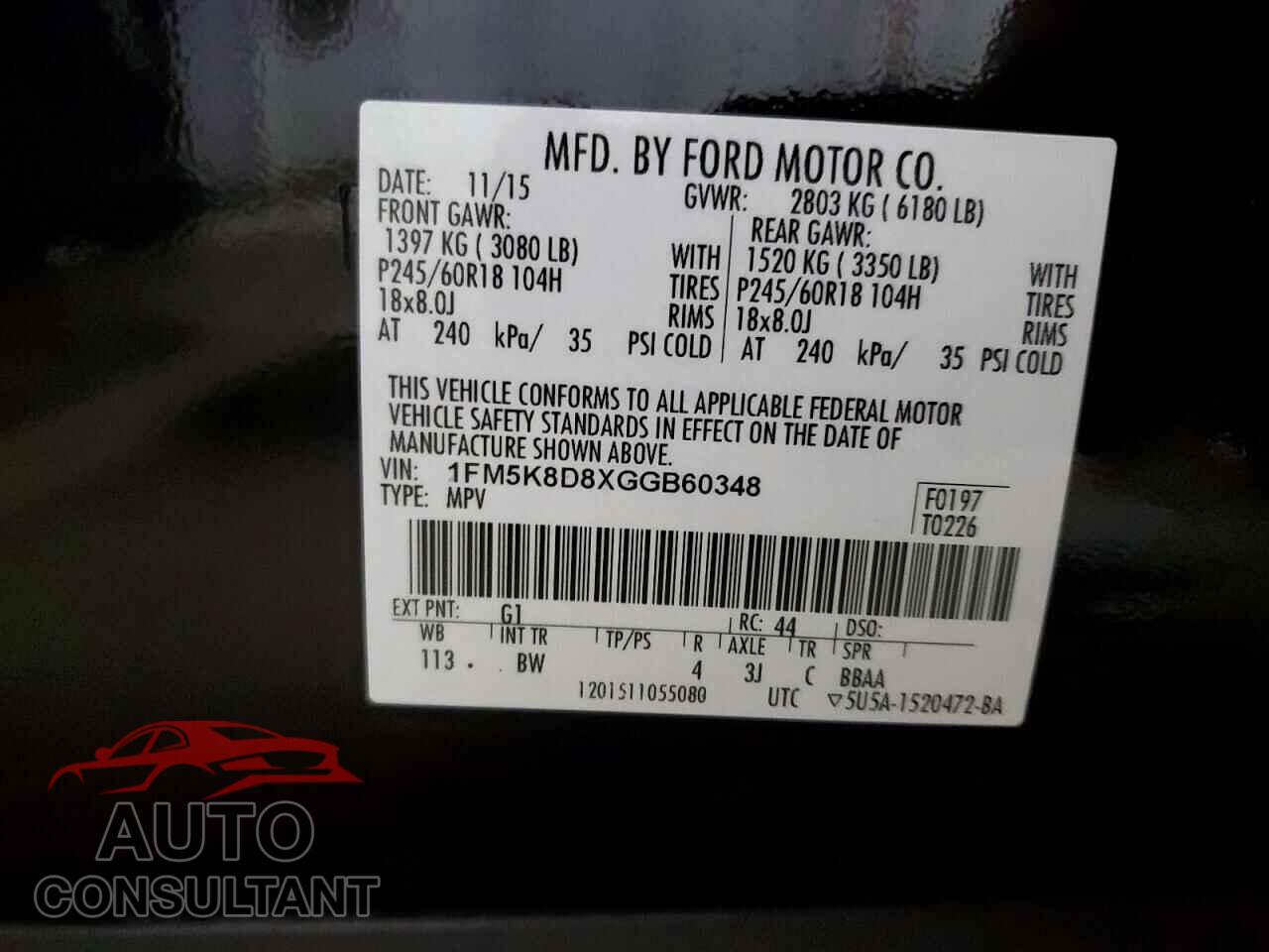 FORD EXPLORER 2016 - 1FM5K8D8XGGB60348