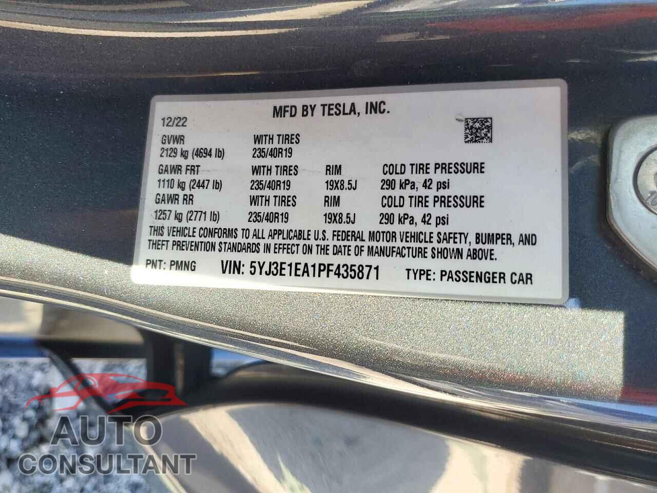 TESLA MODEL 3 2023 - 5YJ3E1EA1PF435871