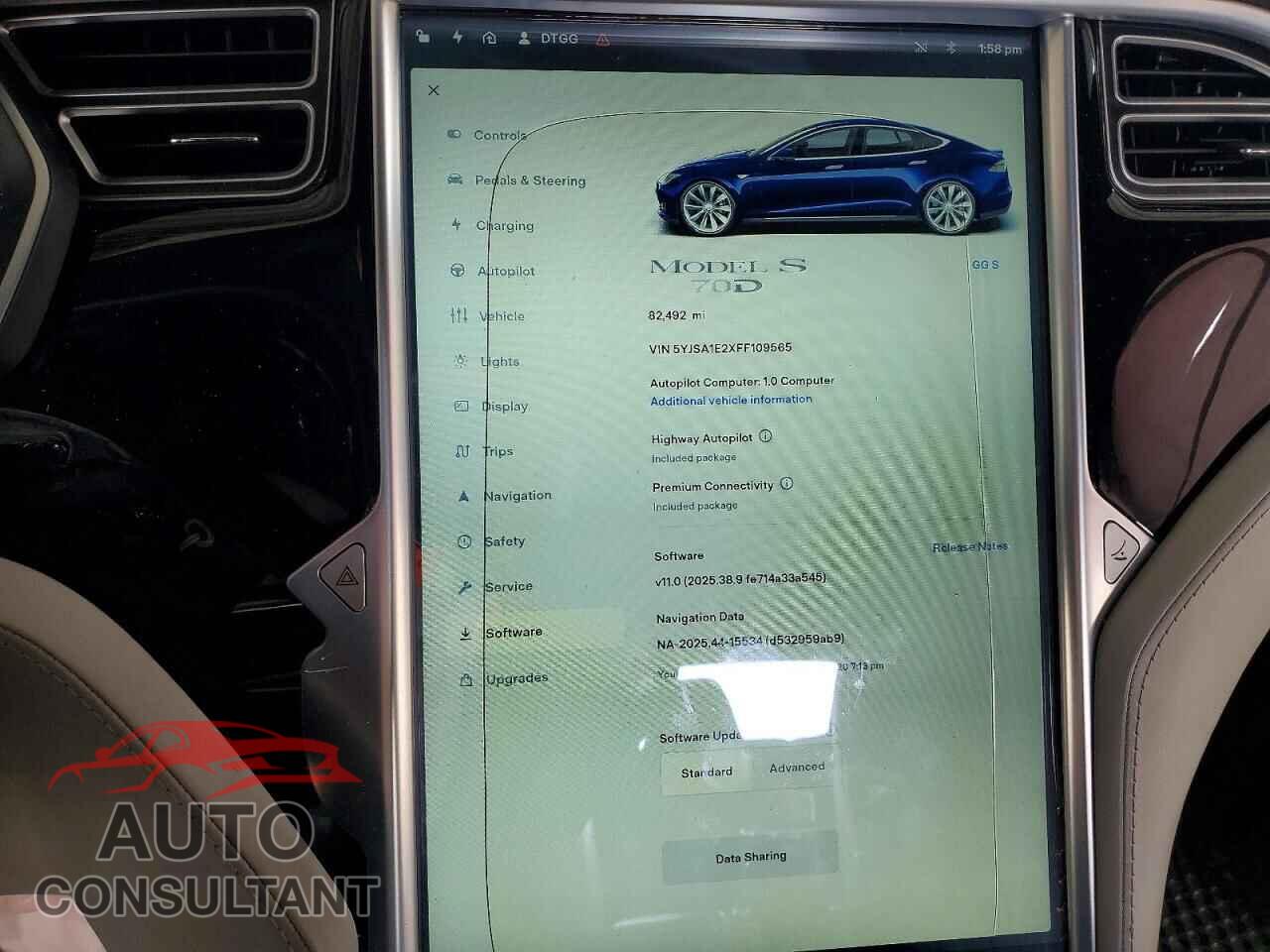 TESLA MODEL S 2015 - 5YJSA1E2XFF109565
