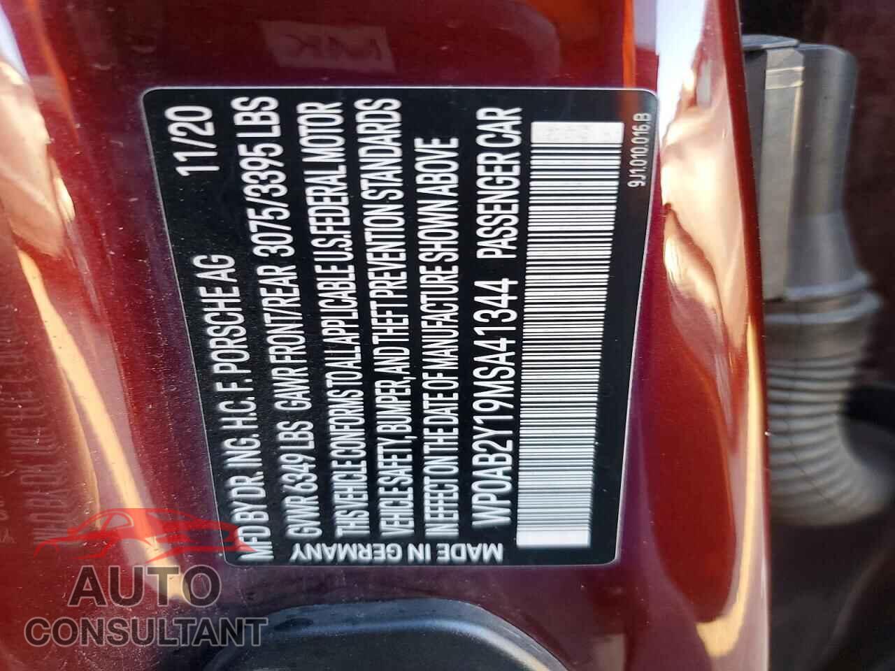 PORSCHE TAYCAN 2021 - WP0AB2Y19MSA41344