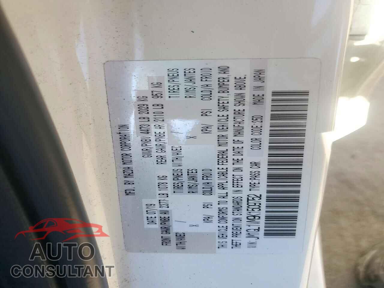 MAZDA 6 2019 - JM1GL1VM9K1509752