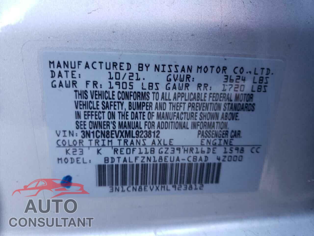 NISSAN VERSA 2021 - 3N1CN8EVXML923812