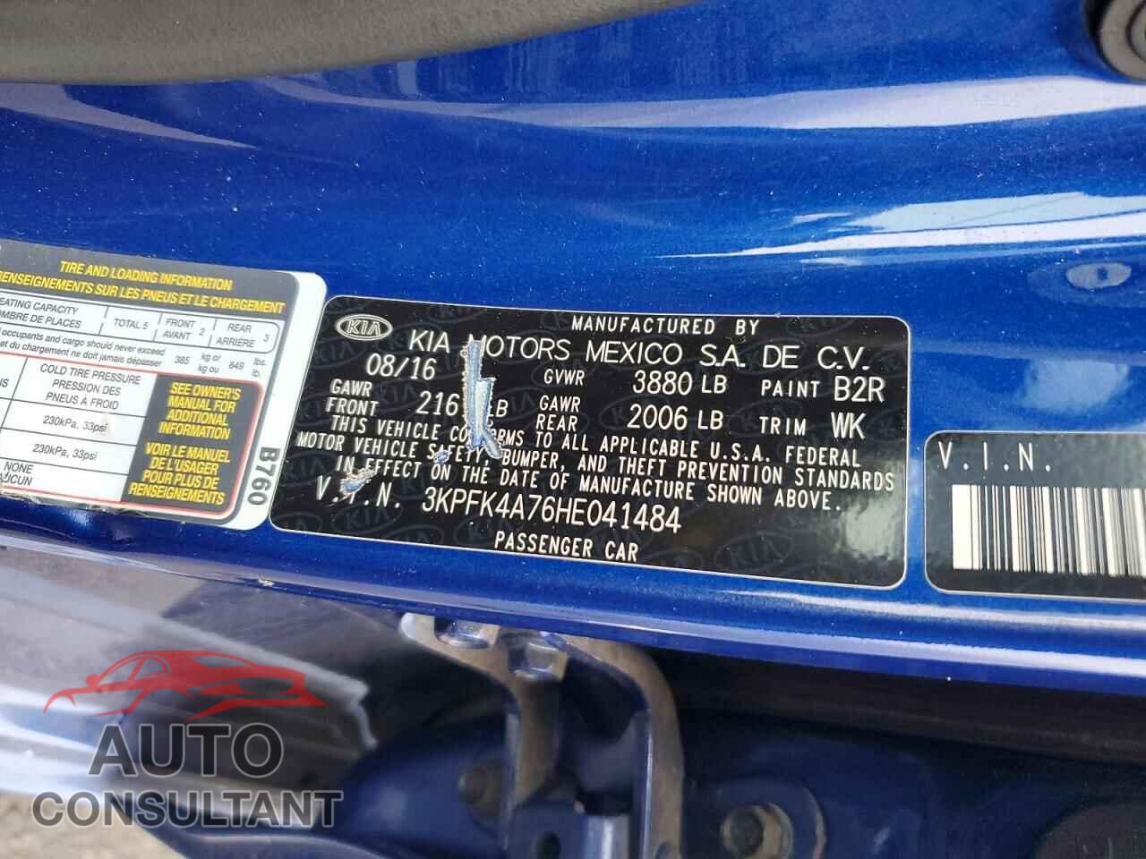 KIA FORTE 2017 - 3KPFK4A76HE041484