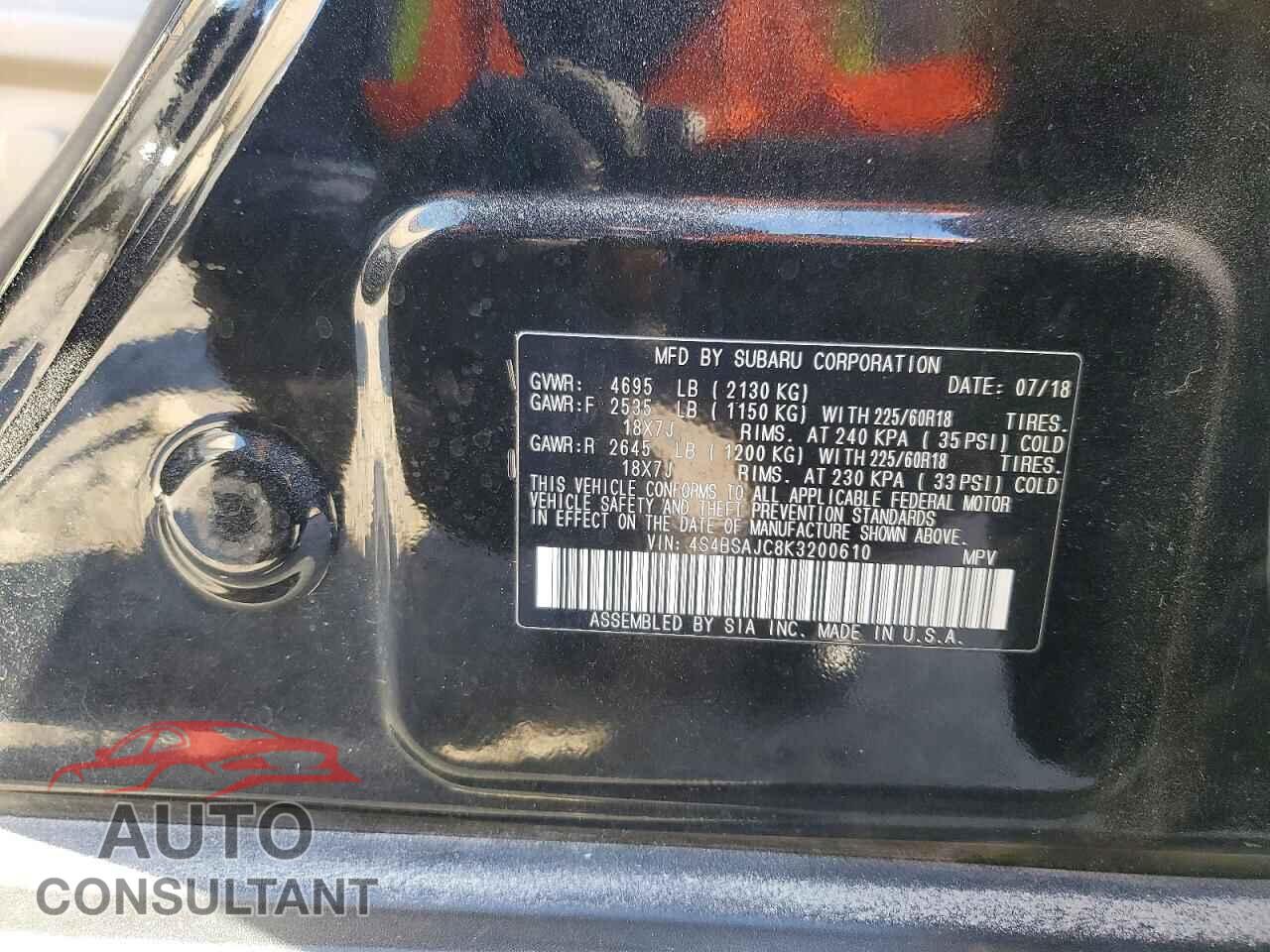 SUBARU OUTBACK 2019 - 4S4BSAJC8K3200610