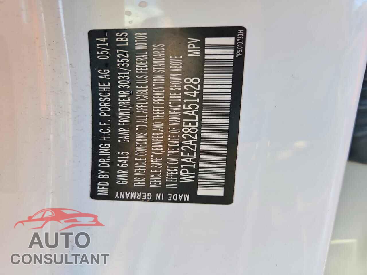 PORSCHE CAYENNE 2014 - WP1AE2A28ELA51428