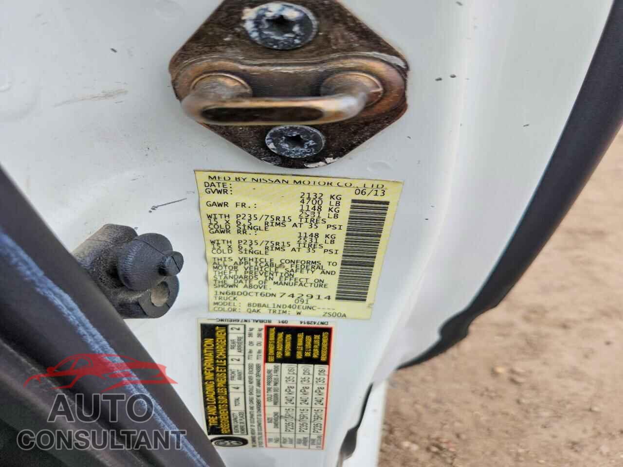 NISSAN FRONTIER 2013 - 1N6BD0CT6DN742914