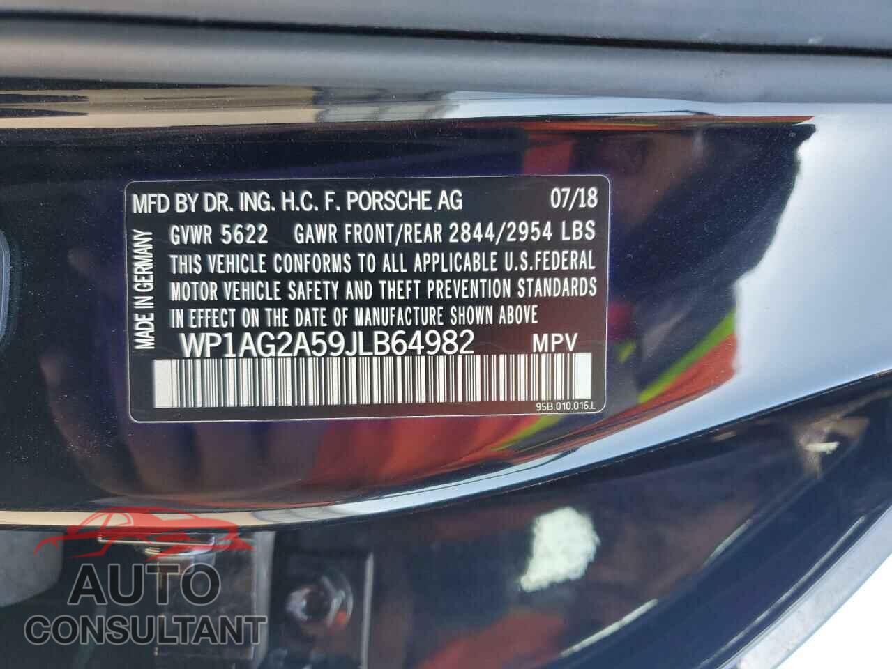 PORSCHE MACAN 2018 - WP1AG2A59JLB64982