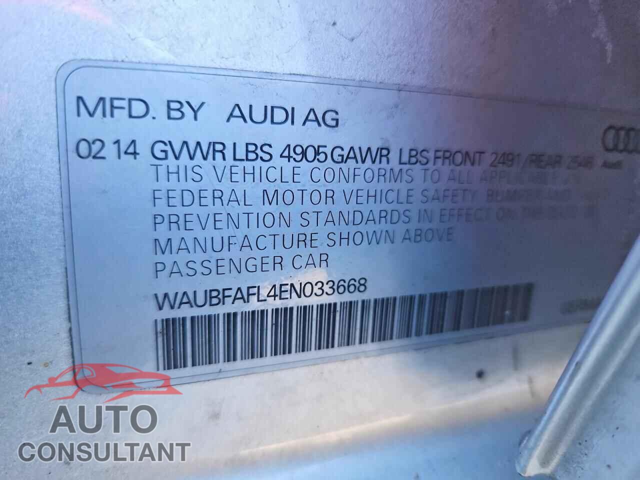 AUDI A4 2014 - WAUBFAFL4EN033668