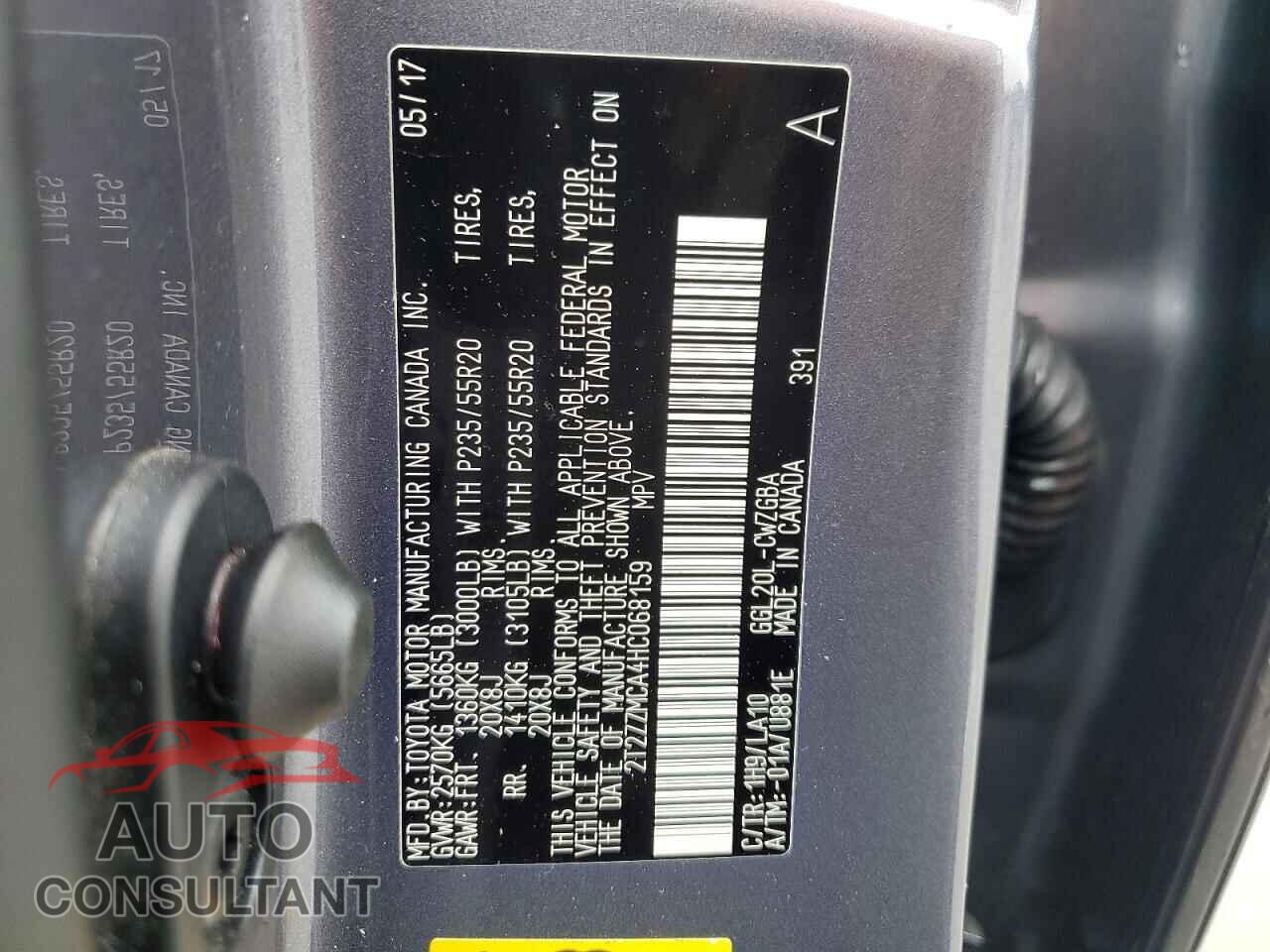 LEXUS RX350 2017 - 2T2ZZMCA4HC068159