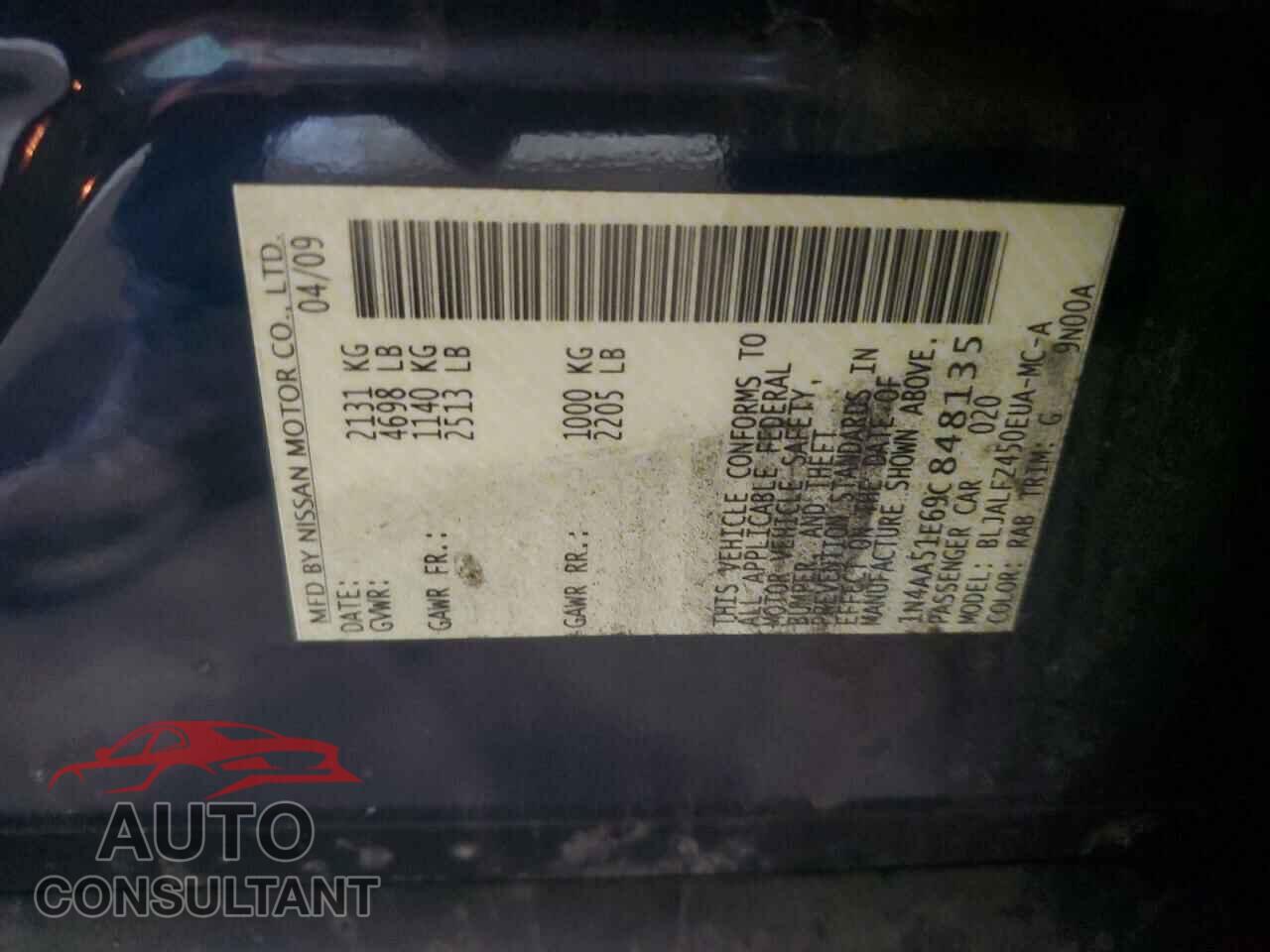 NISSAN MAXIMA 2009 - 1N4AA51E69C848135