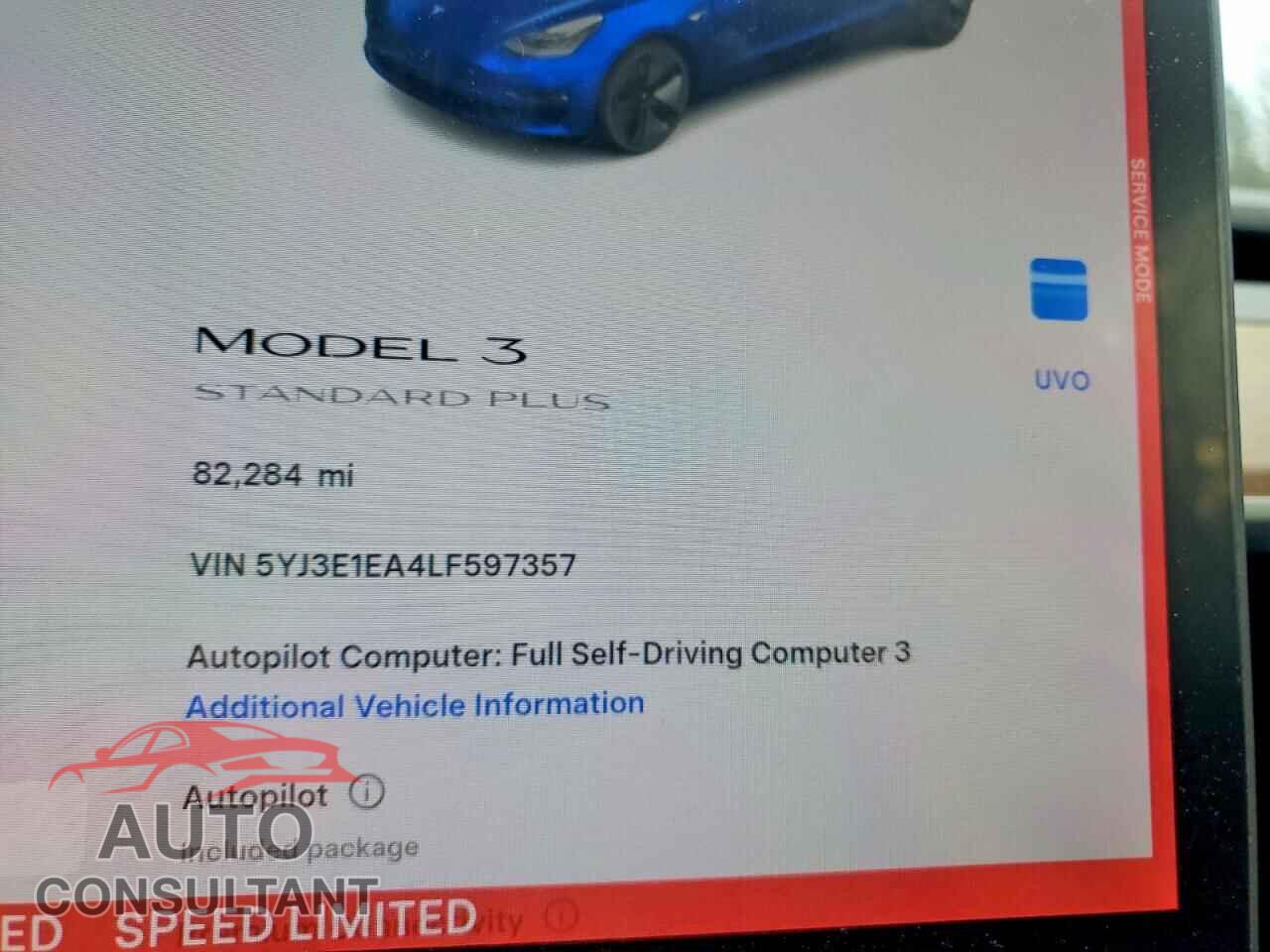 TESLA MODEL 3 2020 - 5YJ3E1EA4LF597357