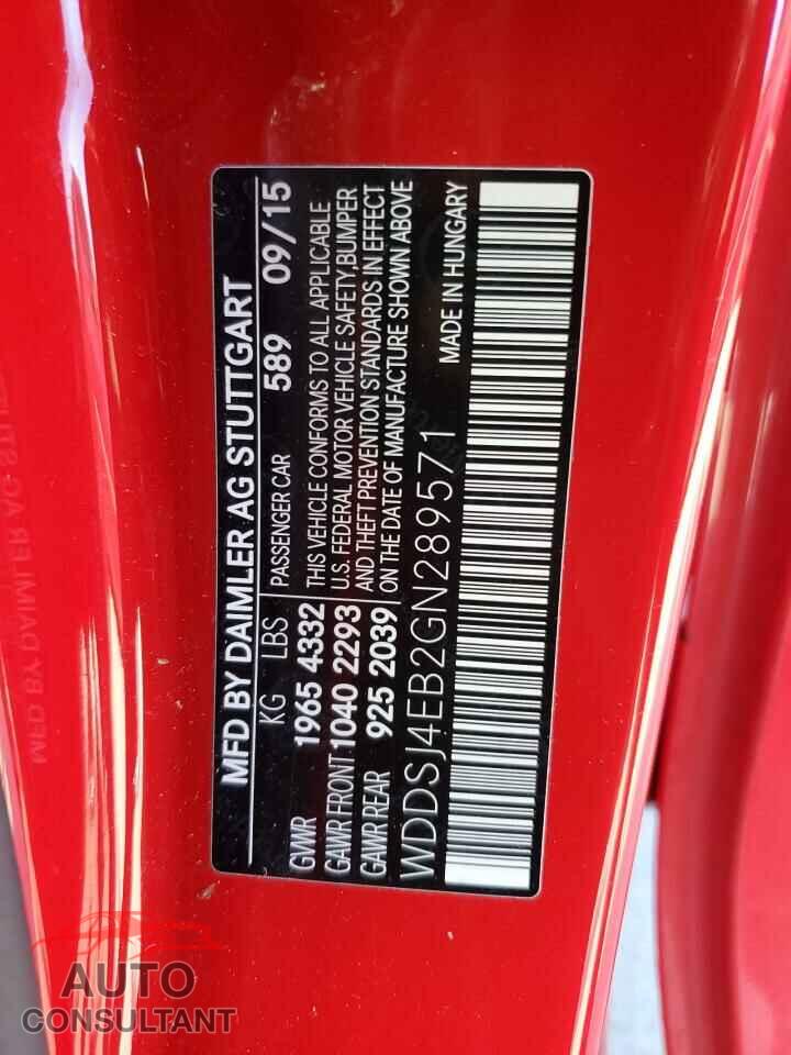 MERCEDES-BENZ CLA-CLASS 2016 - WDDSJ4EB2GN289571