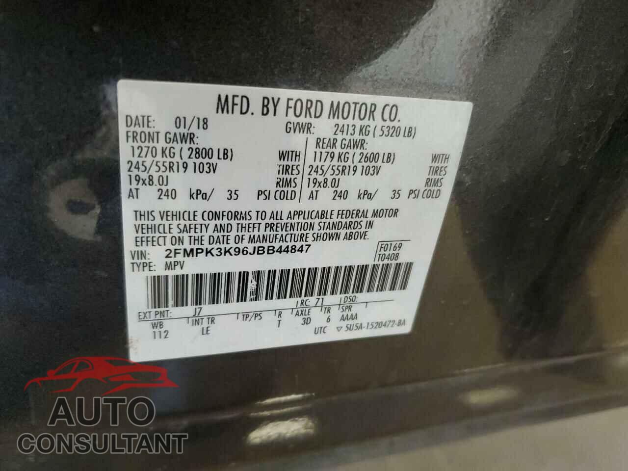 FORD EDGE 2018 - 2FMPK3K96JBB44847