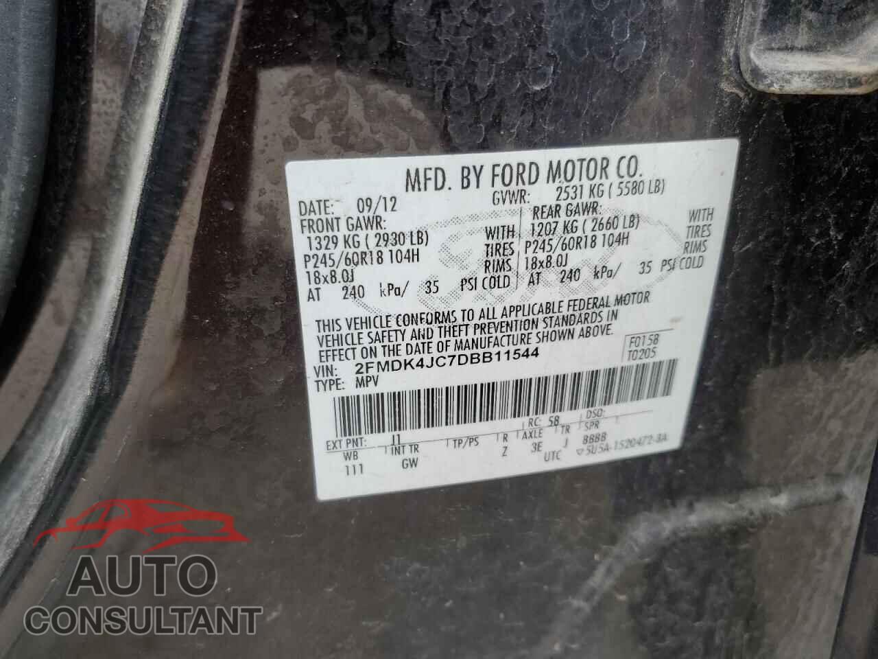 FORD EDGE 2013 - 2FMDK4JC7DBB11544