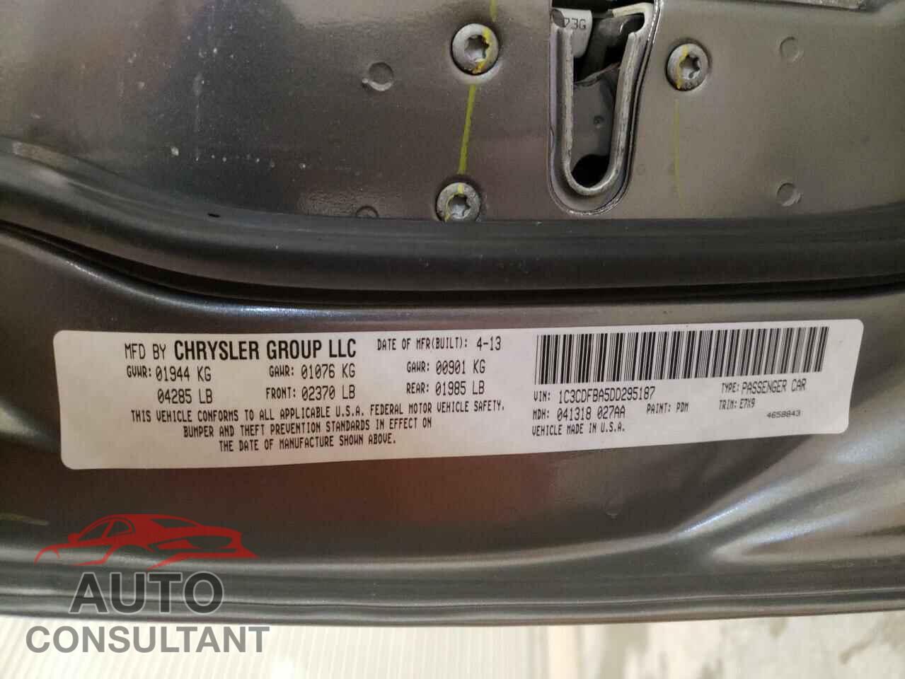 DODGE DART 2013 - 1C3CDFBA5DD295187