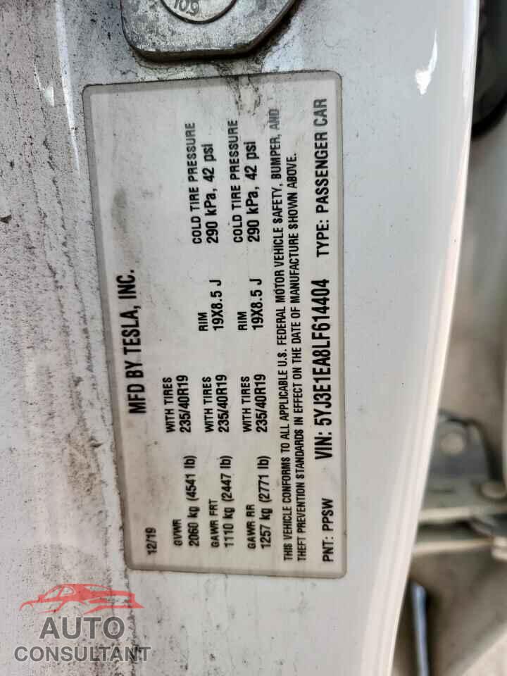 TESLA MODEL 3 2020 - 5YJ3E1EA8LF614404