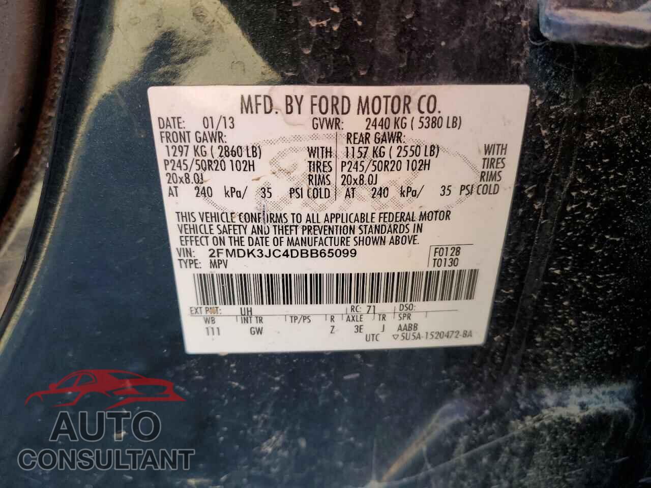 FORD EDGE 2013 - 2FMDK3JC4DBB65099