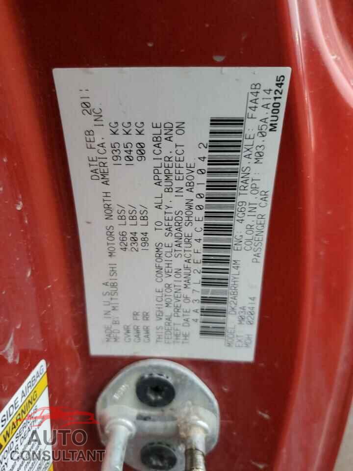 MITSUBISHI ECLIPSE 2012 - 4A37L2EF4CE001042