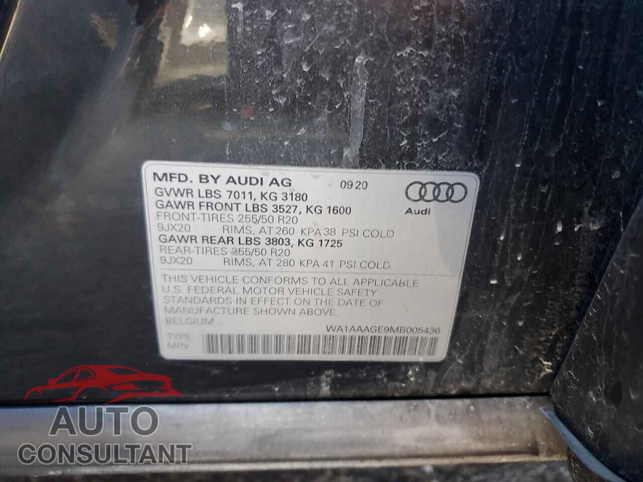 AUDI E-TRON 2021 - WA1AAAGE9MB005436