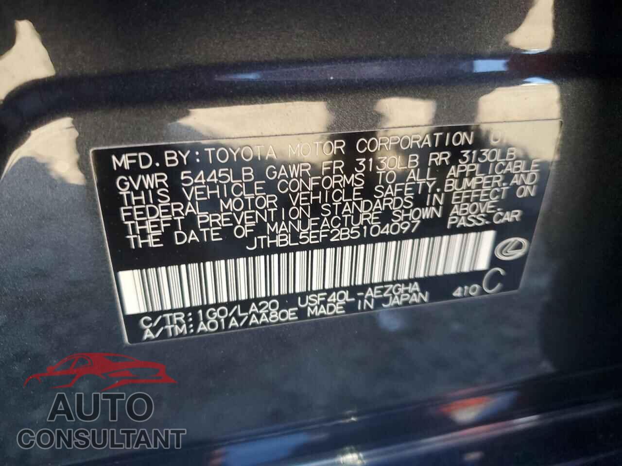 LEXUS LS460 2011 - JTHBL5EF2B5104097