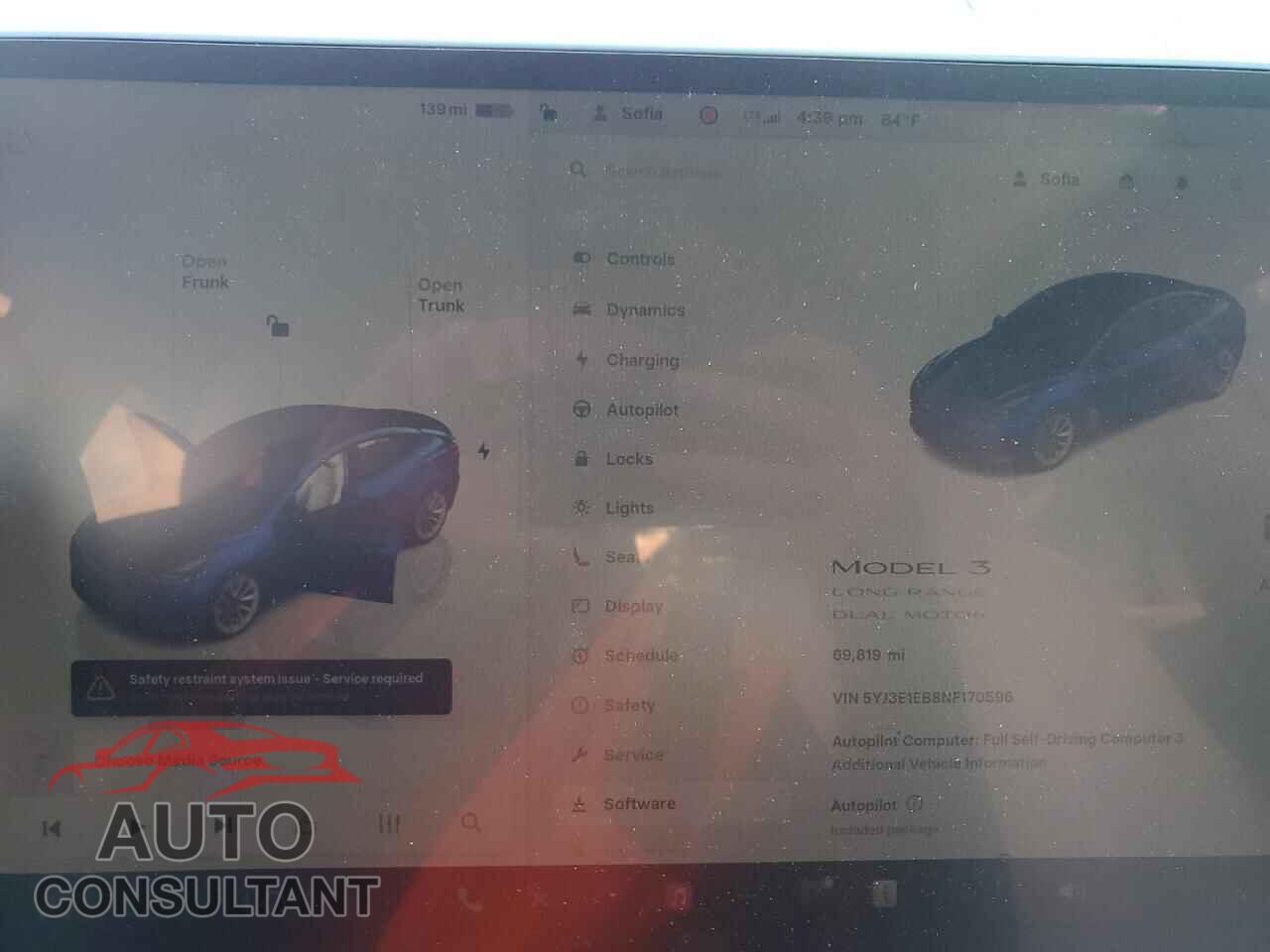 TESLA MODEL 3 2022 - 5YJ3E1EB8NF170596