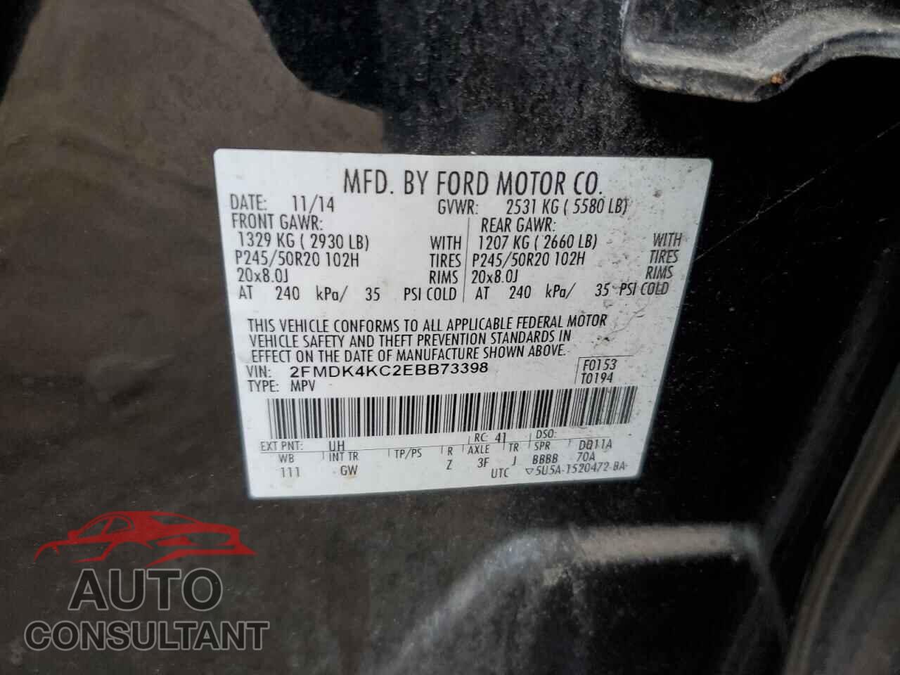 FORD EDGE 2014 - 2FMDK4KC2EBB73398