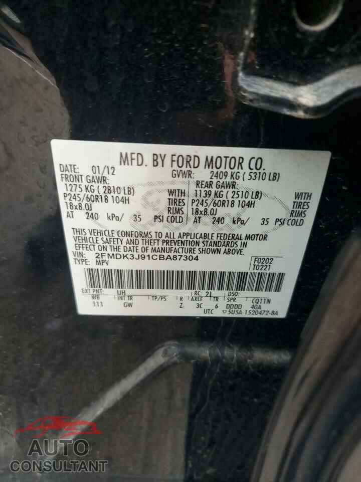 FORD EDGE 2012 - 2FMDK3J91CBA87304