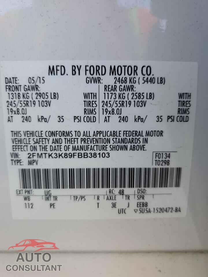 FORD EDGE 2015 - 2FMTK3K89FBB38103