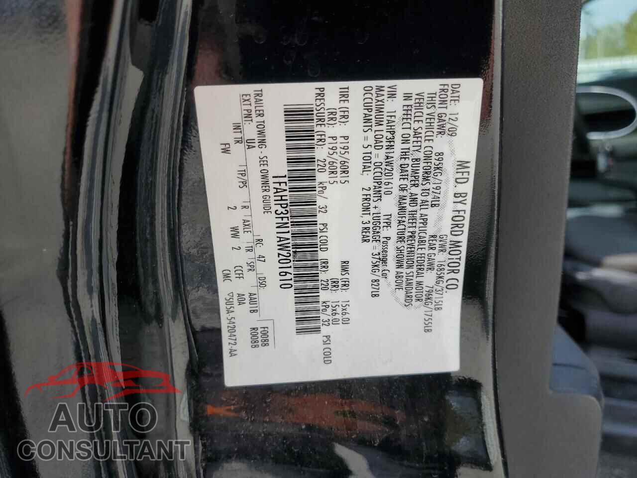 FORD FOCUS 2010 - 1FAHP3FN1AW201610