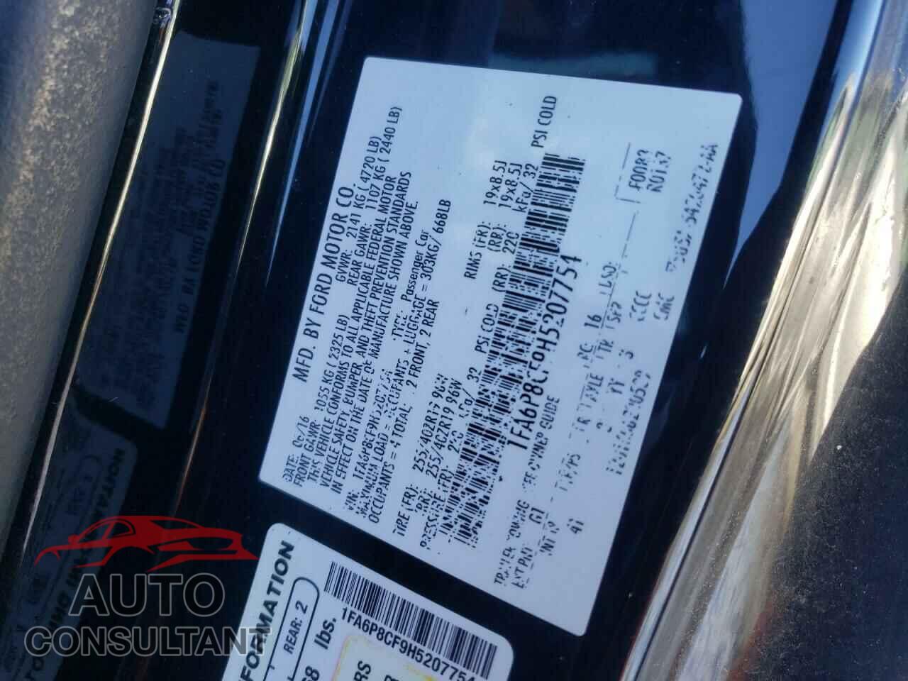 FORD MUSTANG 2017 - 1FA6P8CF9H5207754