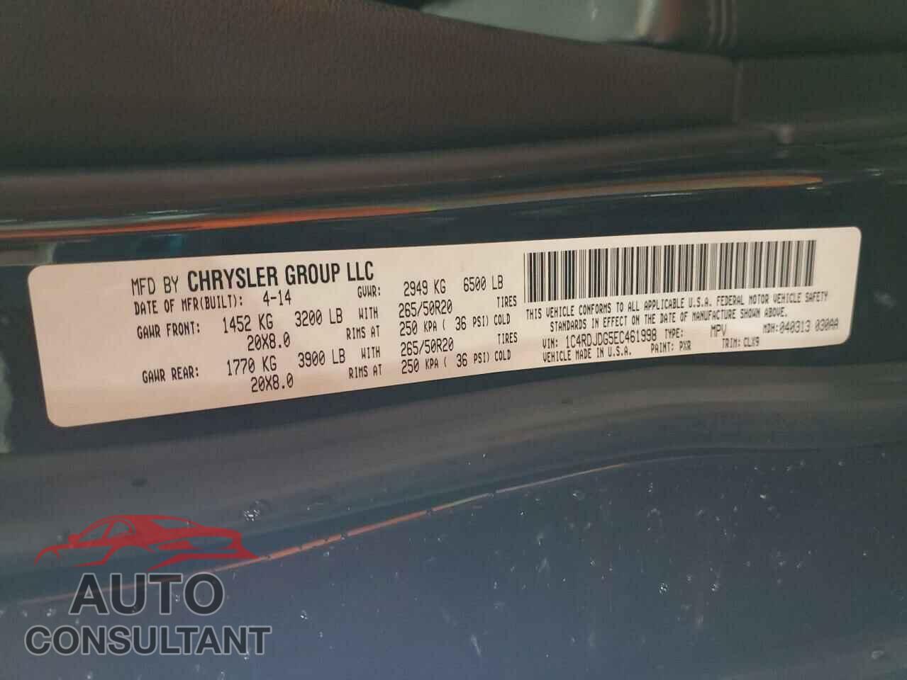 DODGE DURANGO 2014 - 1C4RDJDG5EC461998