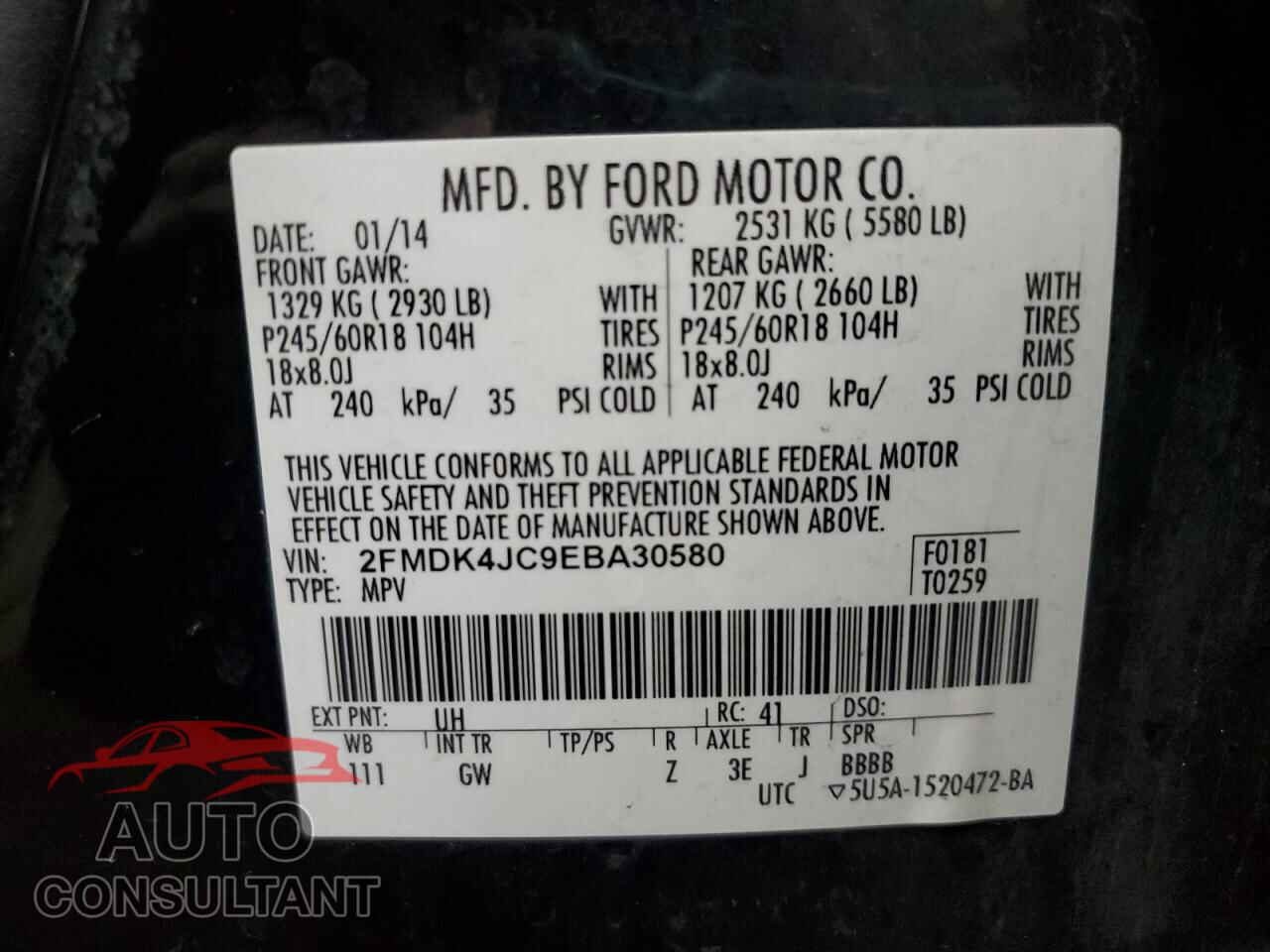 FORD EDGE 2014 - 2FMDK4JC9EBA30580