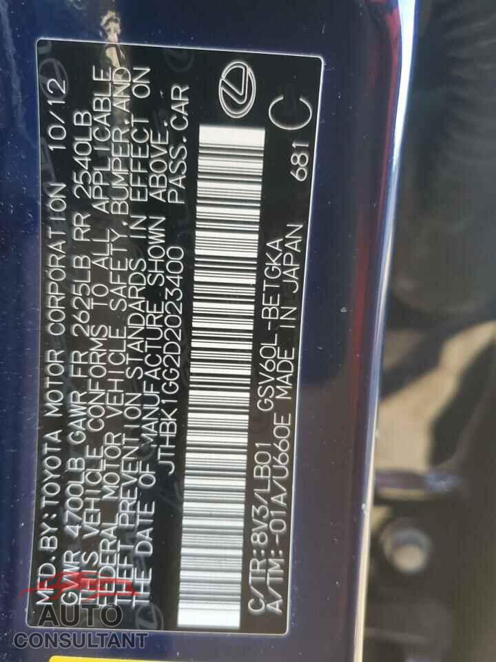 LEXUS ES350 2013 - JTHBK1GG2D2023400