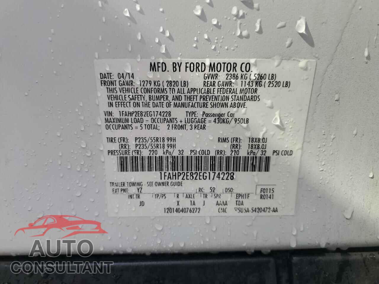 FORD TAURUS 2014 - 1FAHP2E82EG174228