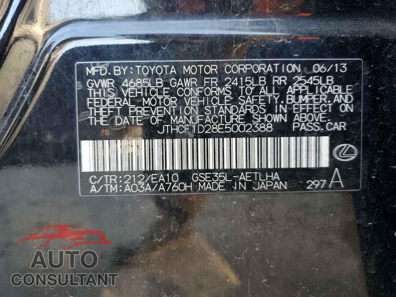 LEXUS IS 2014 - JTHCF1D28E5002388