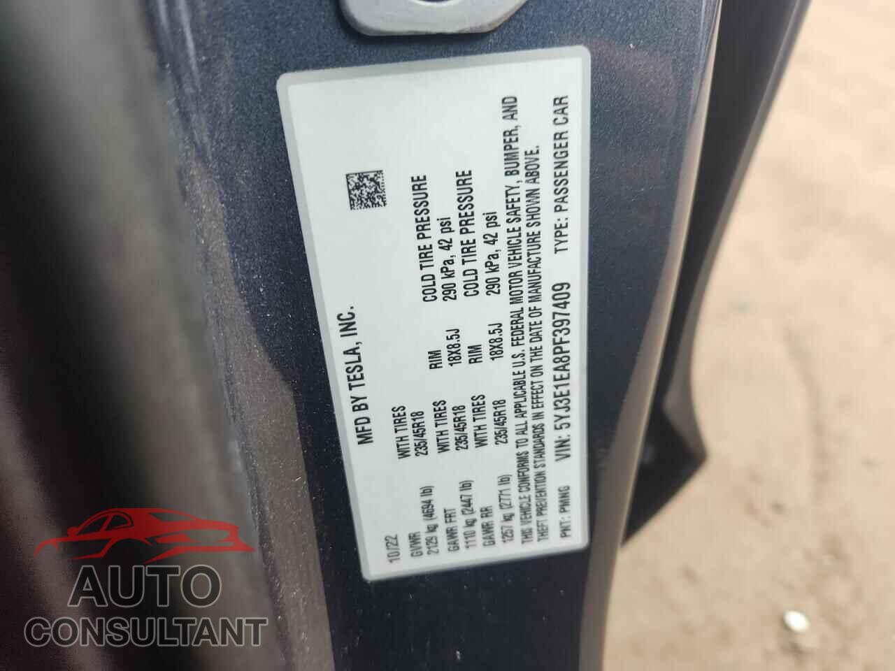 TESLA MODEL 3 2023 - 5YJ3E1EA8PF397409